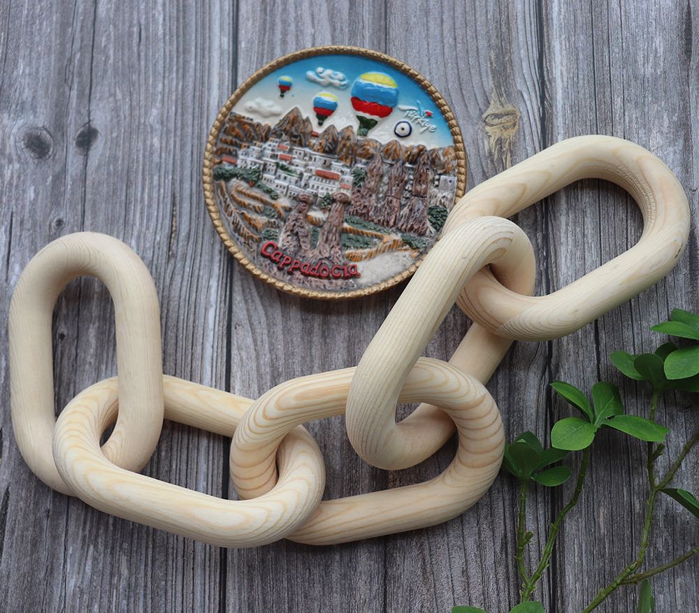 Boho Polished Raw Wood Chain Link Knot Decoration for Home Wall Decor