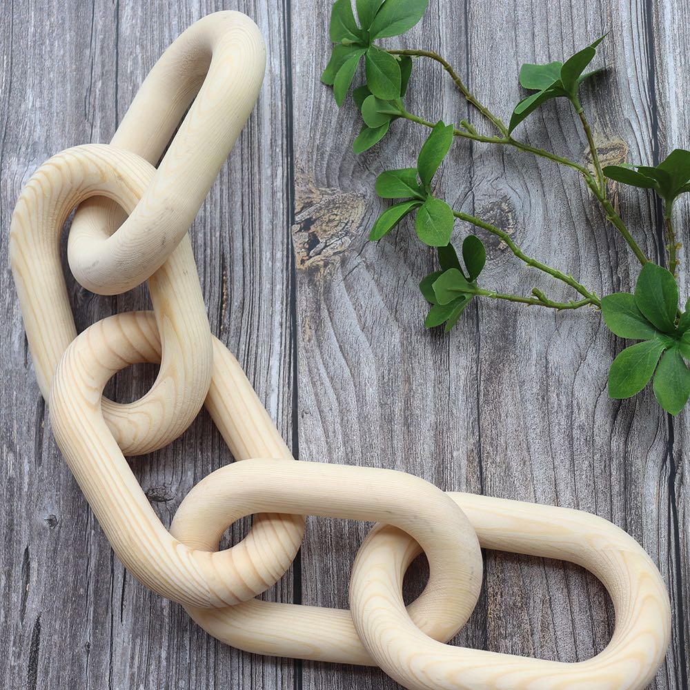 Boho Polished Raw Wood Chain Link Knot Decoration for Home Wall Decor