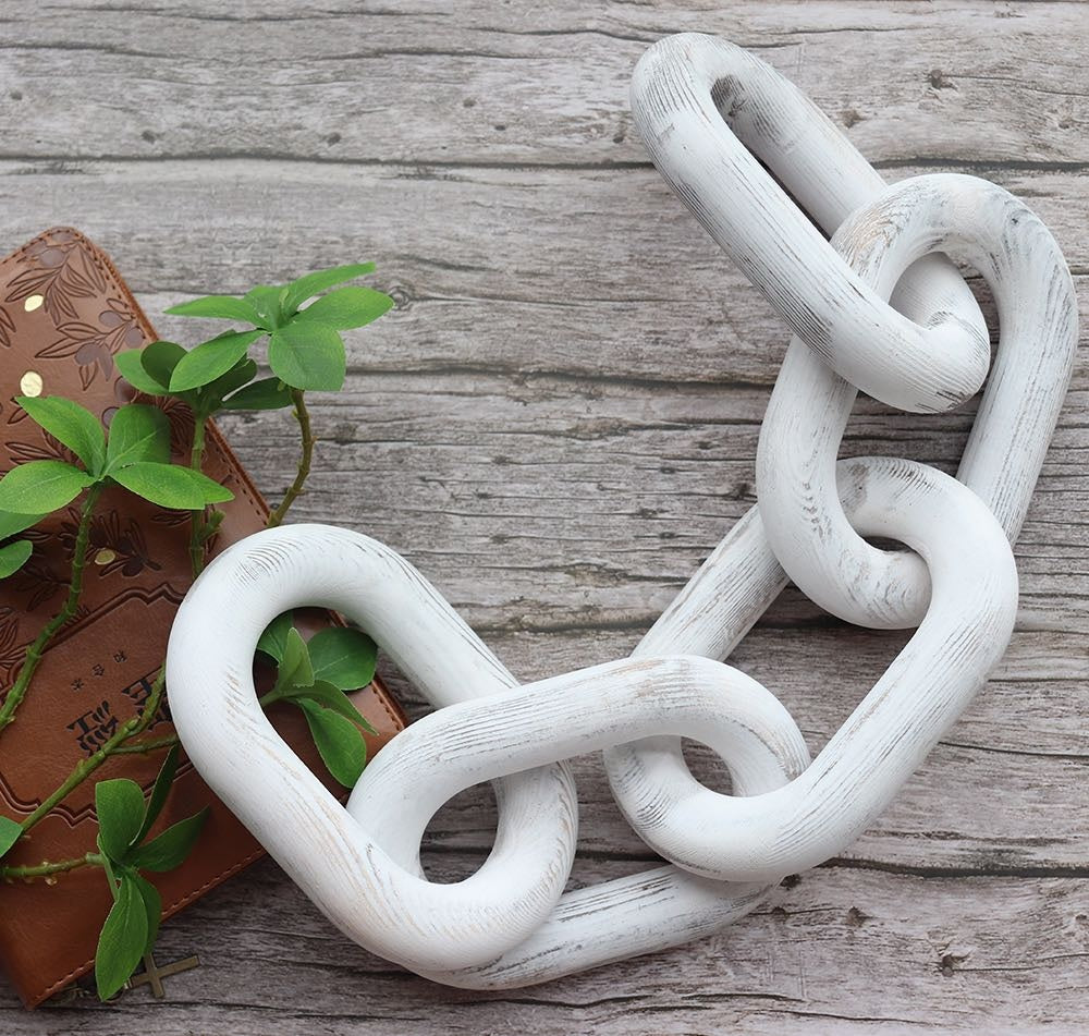 Boho Polished Raw Wood Chain Link Knot Decoration for Home Wall Decor