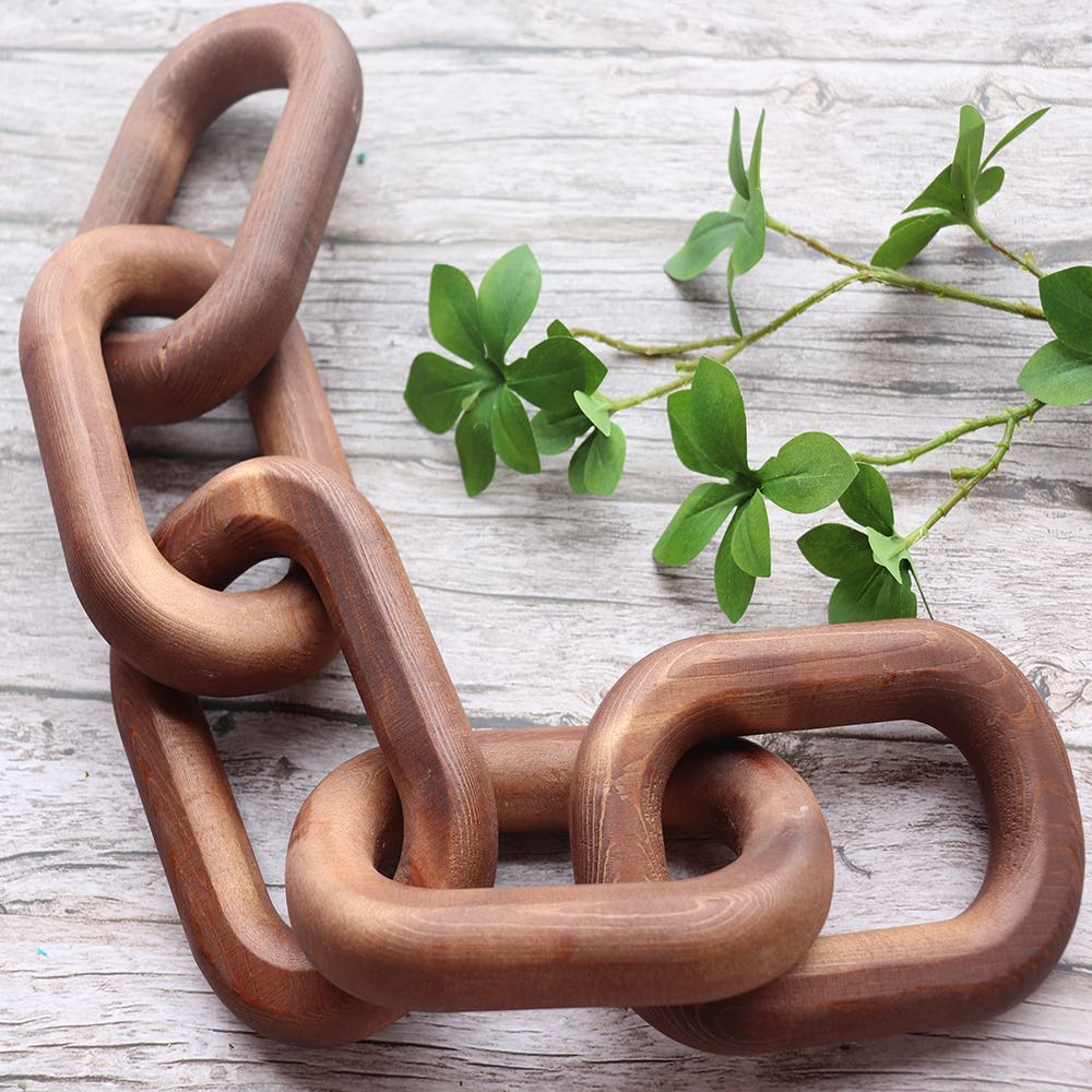 Boho Polished Raw Wood Chain Link Knot Decoration for Home Wall Decor
