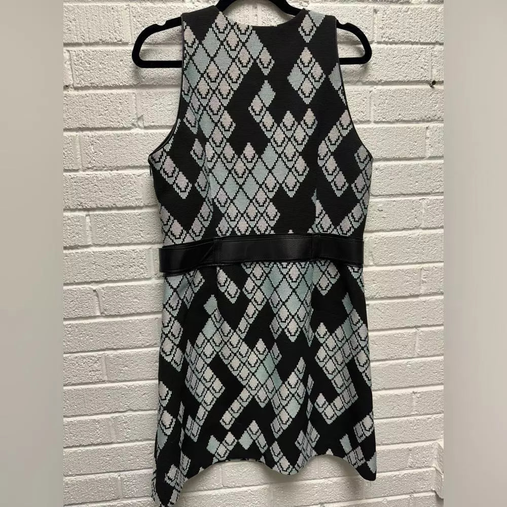 3.1 Phillip Lim Black and Mint Green Patterned Dress