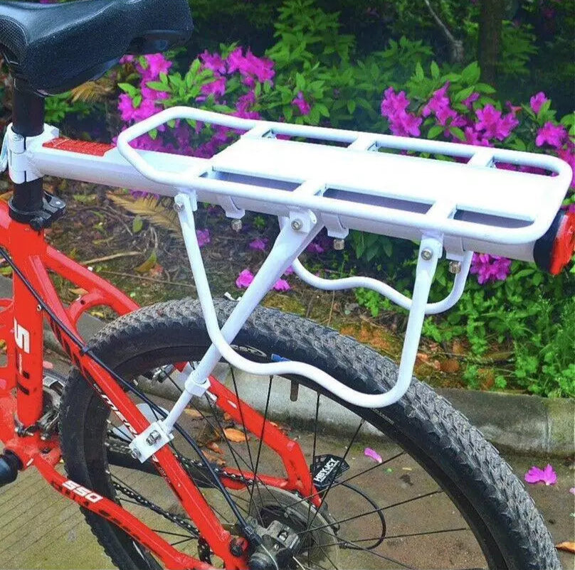 Mountain Bike Rear Shelf White Outdoor Travel Bicycle Luggage Rack Aluminum