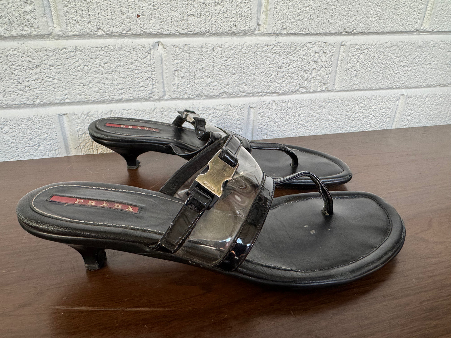 PRADA Heel Low (1-1.9 in) Sandals Thongs 38 Clear