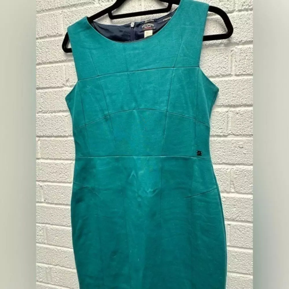 Sleeveless Teal Dress with Structured Design Paul & Shark Size 42