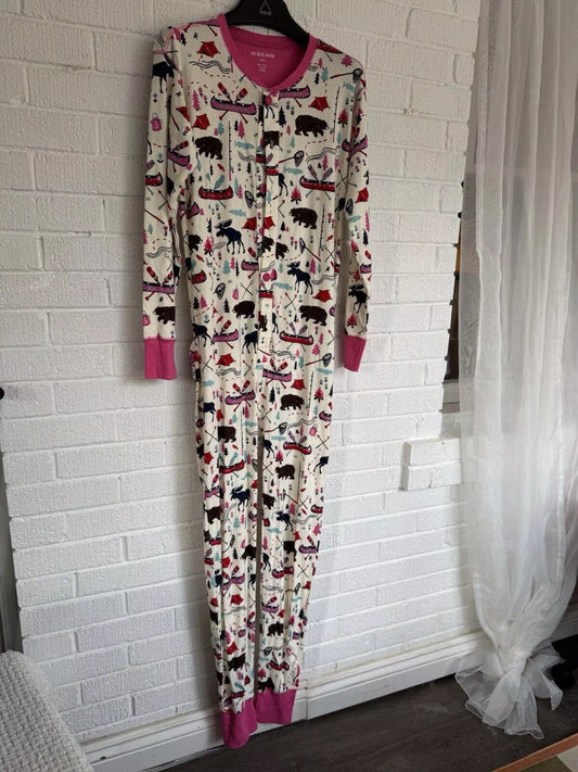 Little Blue House Size Medium Woman's Happy Camper 1 Piece Union Suit Pajama's