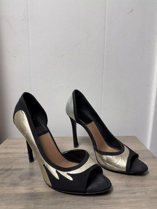 Black and Gold Peep-Toe Heels Laurence Dacade Paris 37 7
