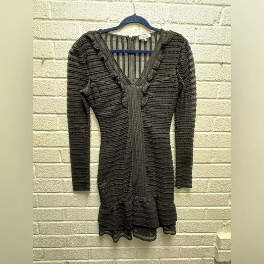 Chic Black Parker Long Sleeve Dress with Ruffle Detail