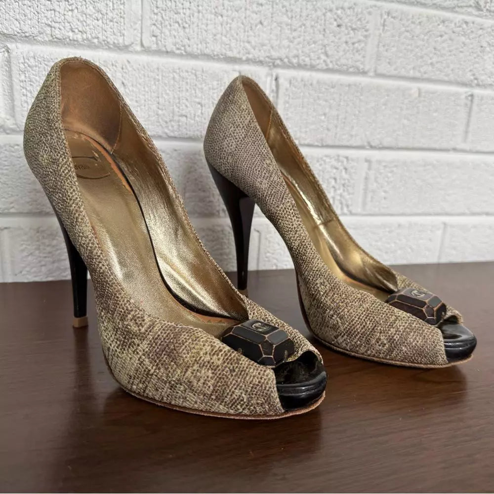 Just Cavalli Leather Heel Snakeskin Stiletto Vintage