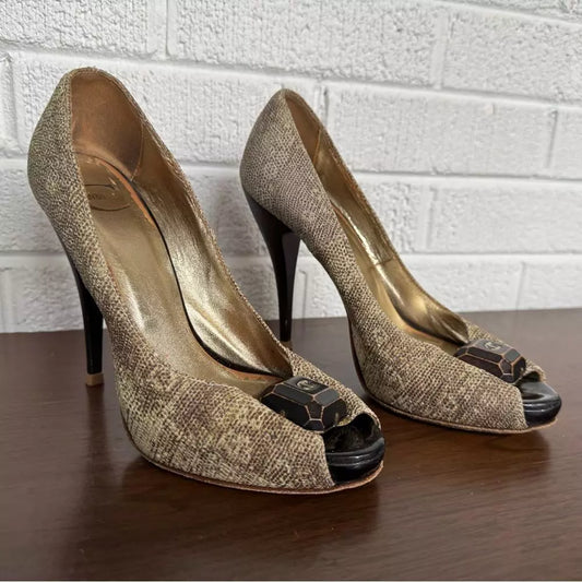 Just Cavalli Leather Heel Snakeskin Stiletto Vintage