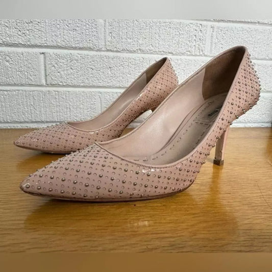 MIU MIU Blush Pink Nude Metal Studded Heels Size 36 6