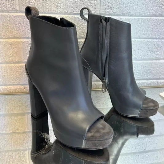Brunello Cucinelli Open-Toe Heeled Booties - Sophisticated Gray Style
