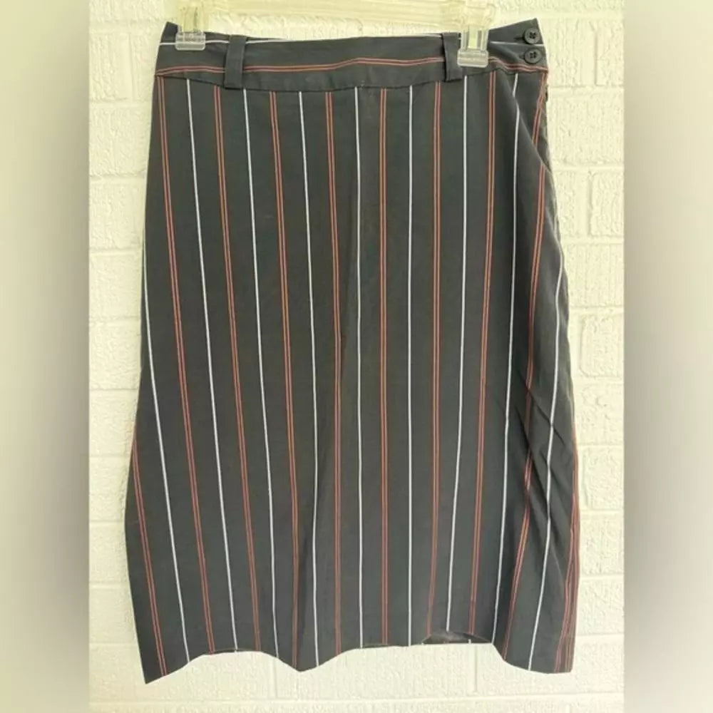 Black and Grey Striped Skirt with Button Detail Burberry Vintage