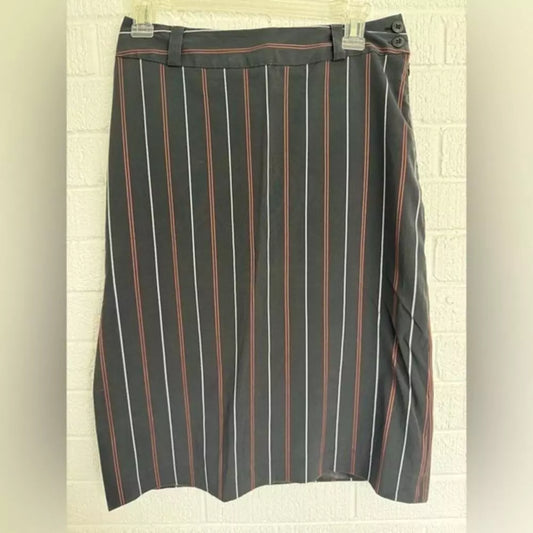 Black and Grey Striped Skirt with Button Detail Burberry Vintage