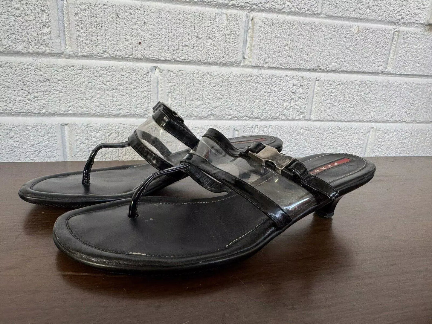 PRADA Heel Low (1-1.9 in) Sandals Thongs 38 Clear