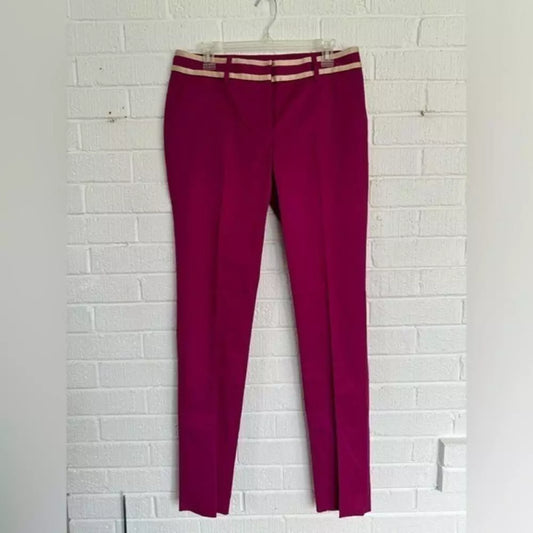 Fuchsia Dress Pants with Cream Striped Waistband RED Valentino