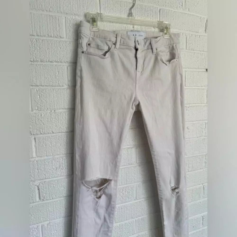 Stylish Ripped Skinny Jeans in Light Beige IRO