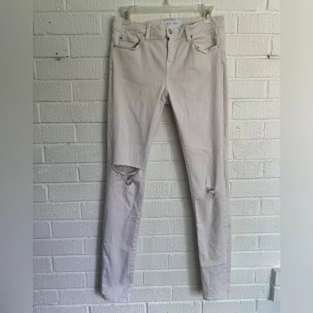 Stylish Ripped Skinny Jeans in Light Beige IRO