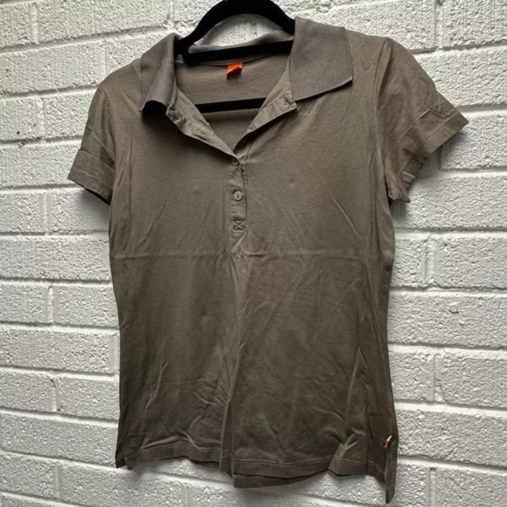 Hugo Boss Brown Golf Shirt Cotton Large T Shirt Tan