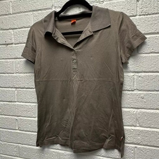 Hugo Boss Brown Golf Shirt Cotton Large T Shirt Tan