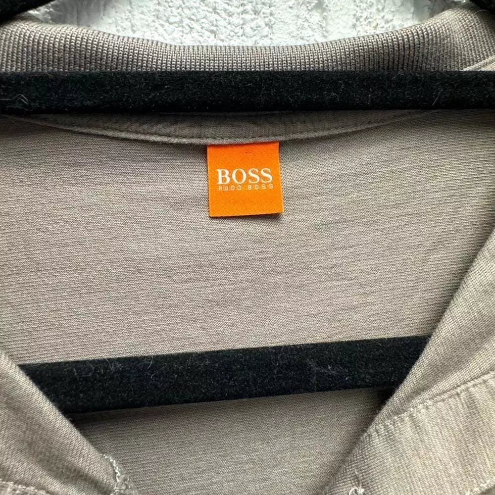 Hugo Boss Brown Golf Shirt Cotton Large T Shirt Tan