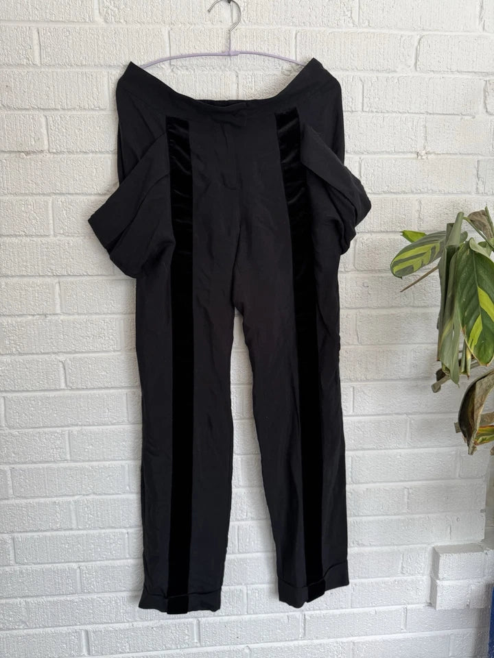 Roberto Cavalli Women Dress Pants Trousers Black Wide Pockets Mid Rise