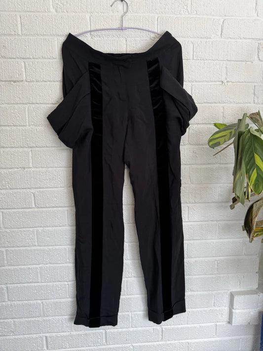 Roberto Cavalli Women Dress Pants Trousers Black Wide Pockets Mid Rise